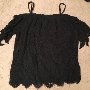 No Boundaries Off the Shoulder Top w/Lace Overlay
